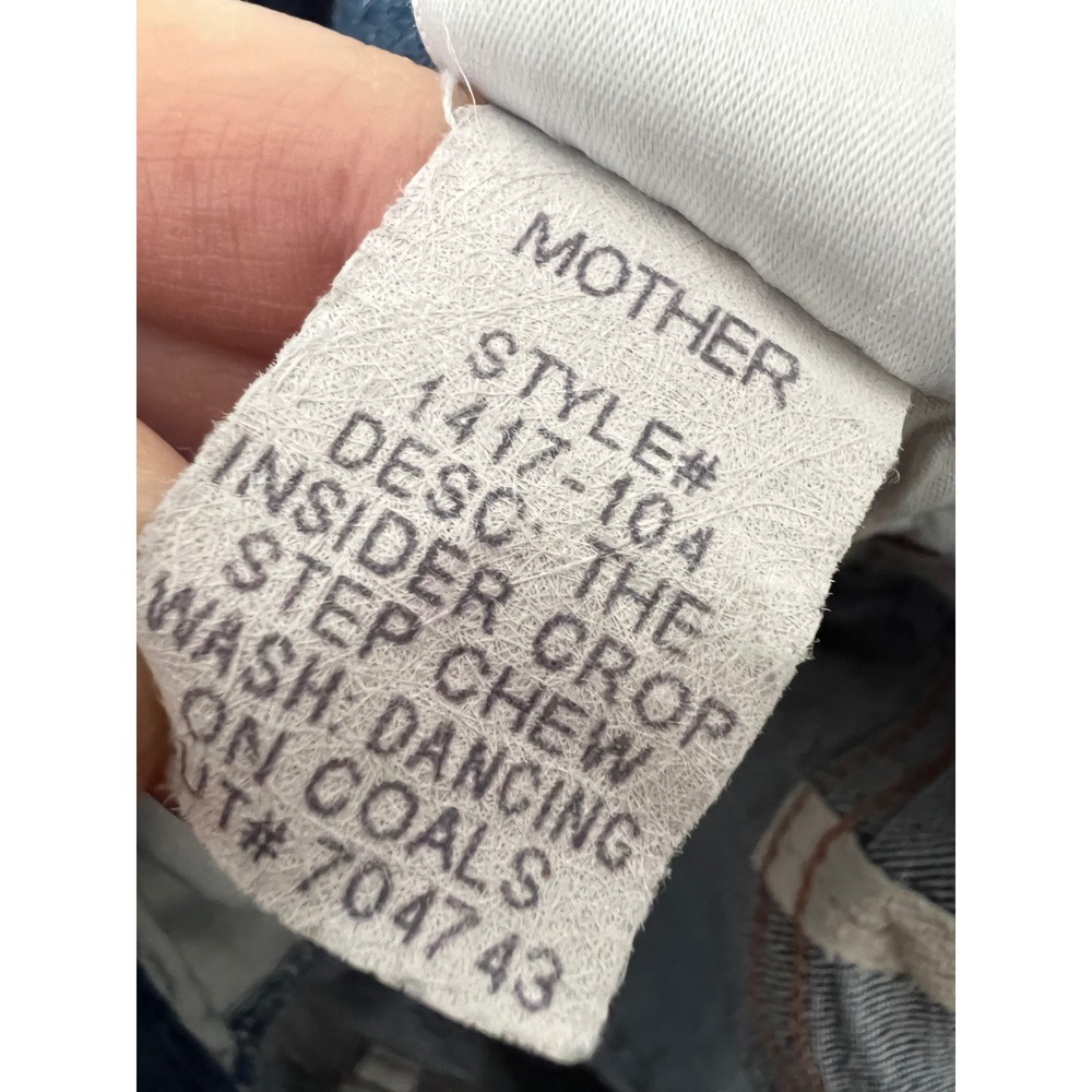 MOTHER Medium Blue Distressed Ankle Crop Jeans - Picture 6 of 9
